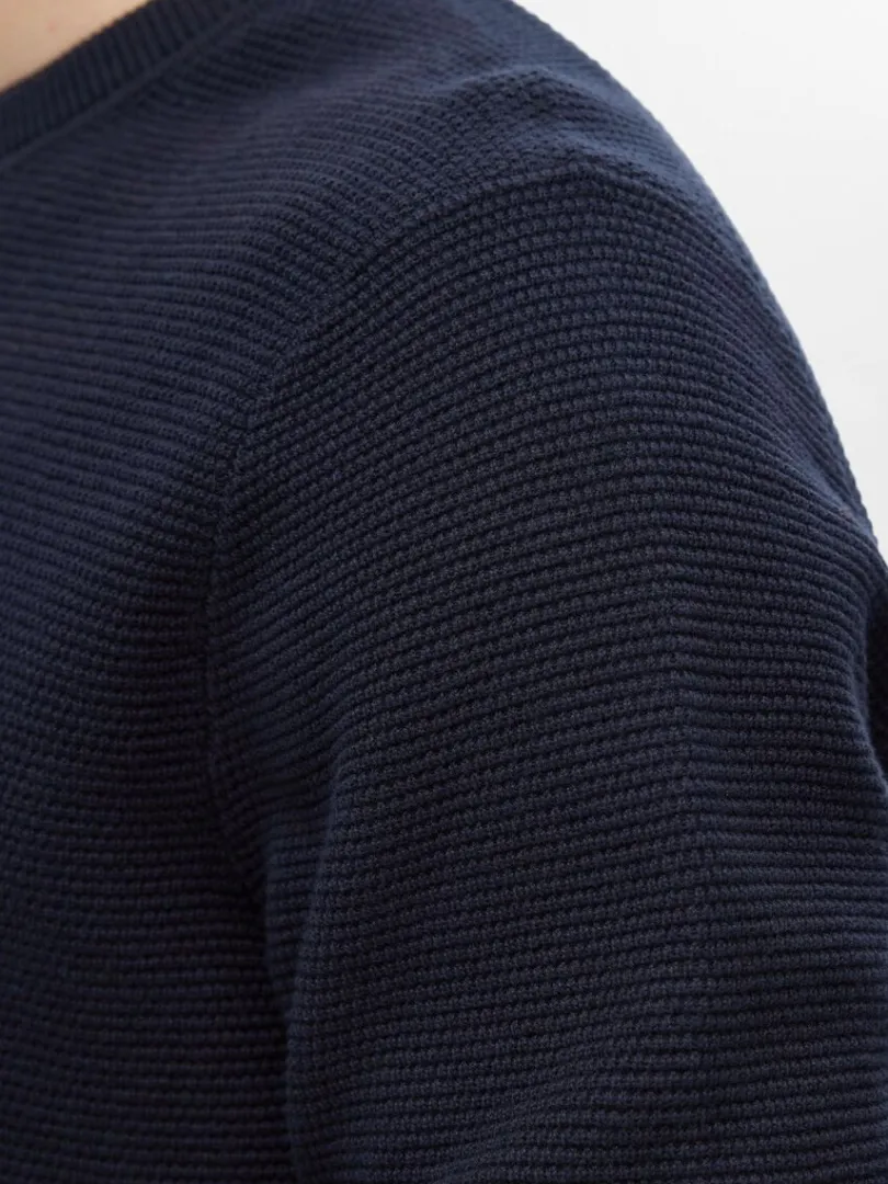 bomuld_sweater_med_rund__3-5.webp Strik>SELECTED 100% BOMULD SWEATER MED RUND HALS Blue