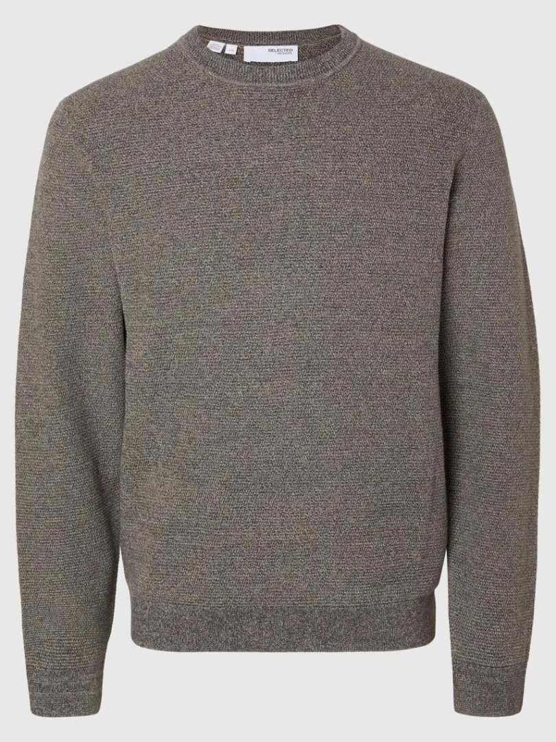 bomuld_sweater_med_rund__4-3.webp Strik>SELECTED 100% BOMULD SWEATER MED RUND HALS Grey