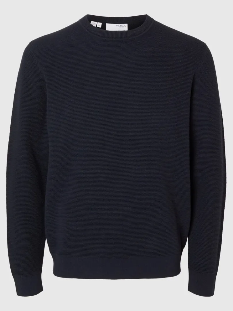 bomuld_sweater_med_rund__4-5.webp Strik>SELECTED 100% BOMULD SWEATER MED RUND HALS Blue