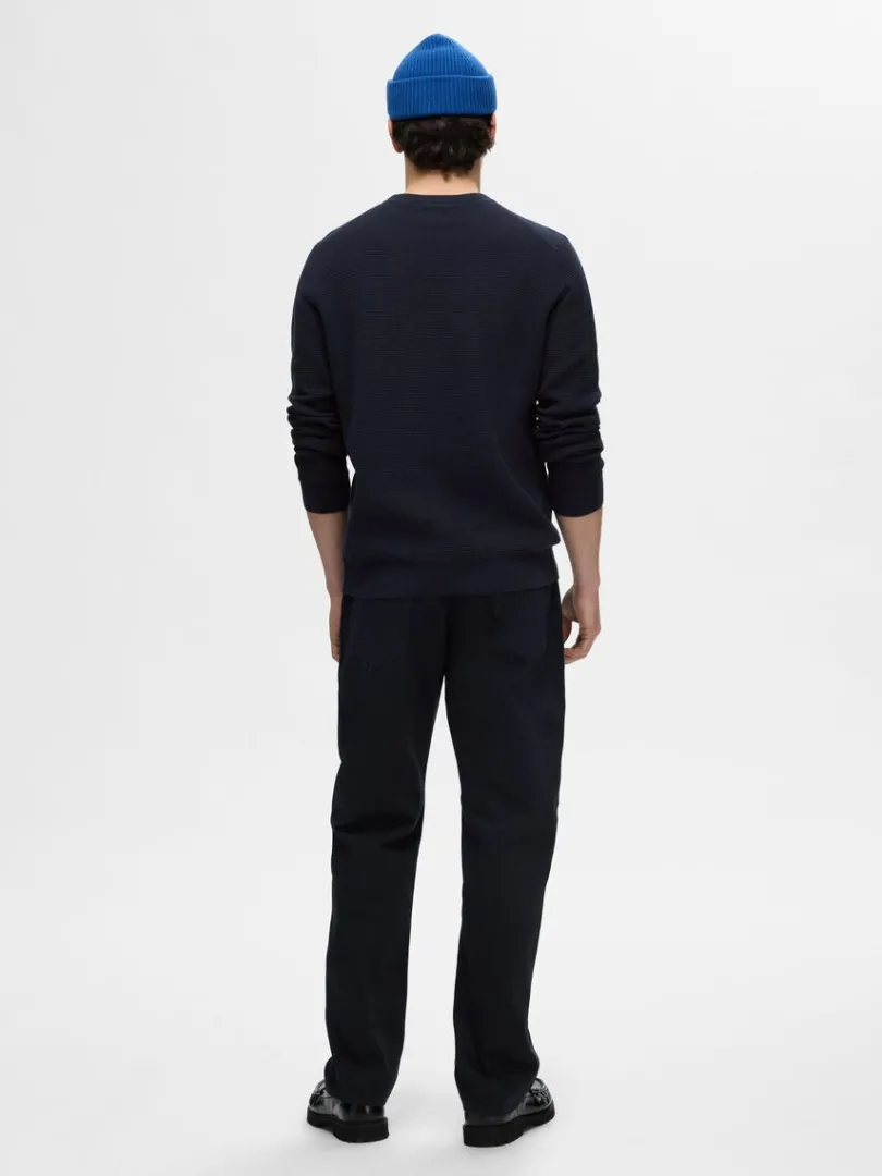 bomuld_sweater_med_rund__5-5.webp Strik>SELECTED 100% BOMULD SWEATER MED RUND HALS Blue