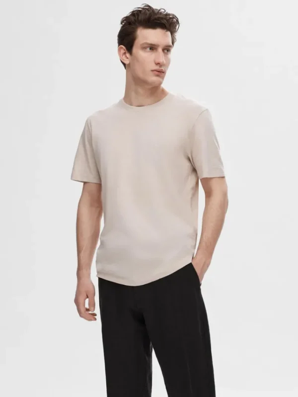 T-shirts>SELECTED BOMULDSSLUB T-SHIRT Beige