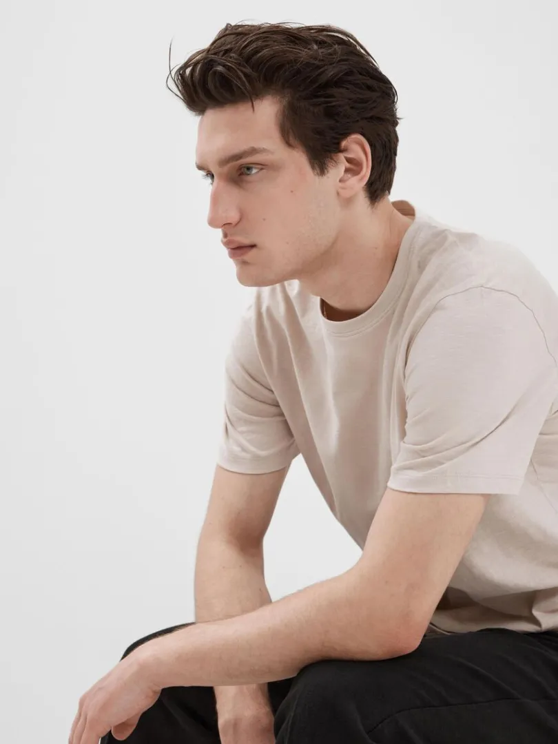 bomuldsslub_tshirt_2.webp T-shirts>SELECTED BOMULDSSLUB T-SHIRT Beige