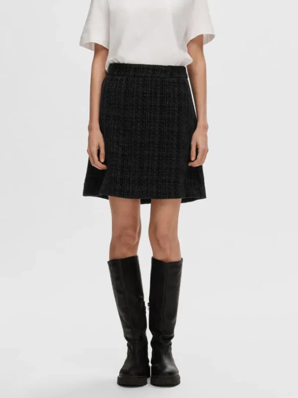 Nederdele>SELECTED BOUCLE MININEDERDEL Black