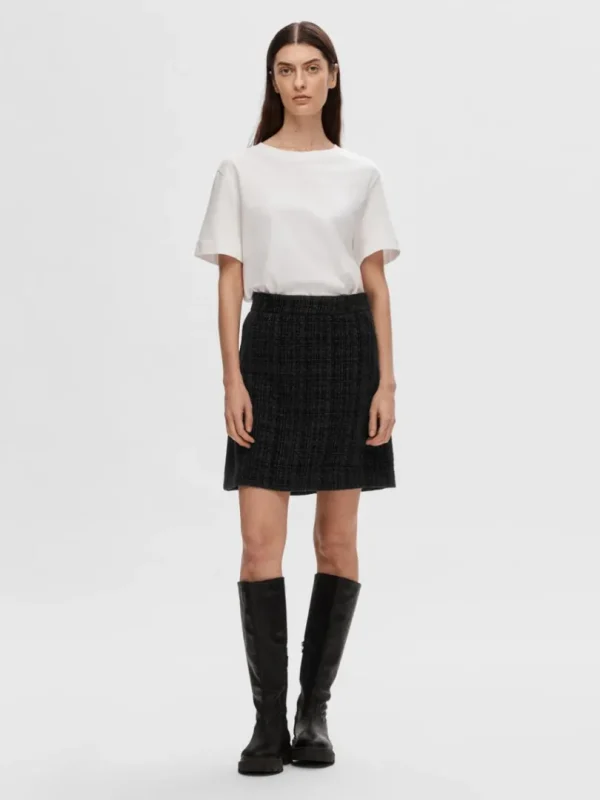 Nederdele>SELECTED BOUCLE MININEDERDEL Black