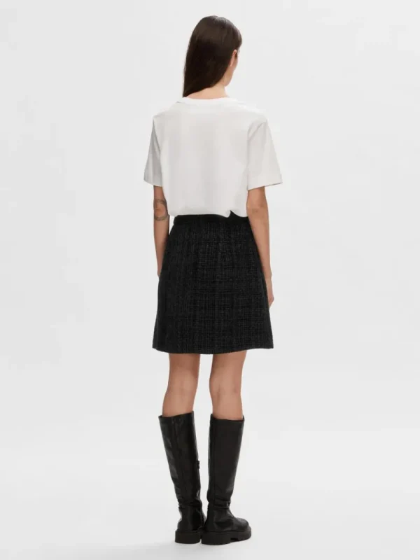 Nederdele>SELECTED BOUCLE MININEDERDEL Black