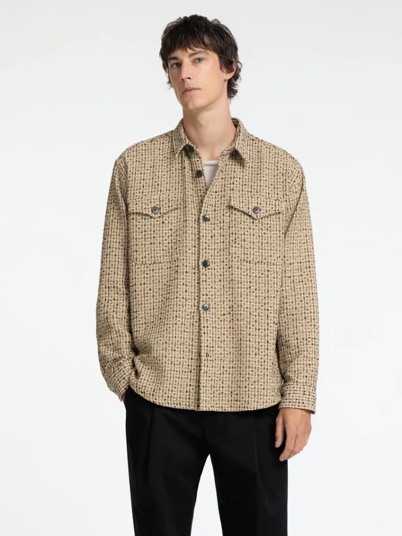 boxy_fit_boucle_overshirt_0.webp Overtøj | Skjorter>SELECTED BOXY FIT BOUCLE OVERSHIRT Brown