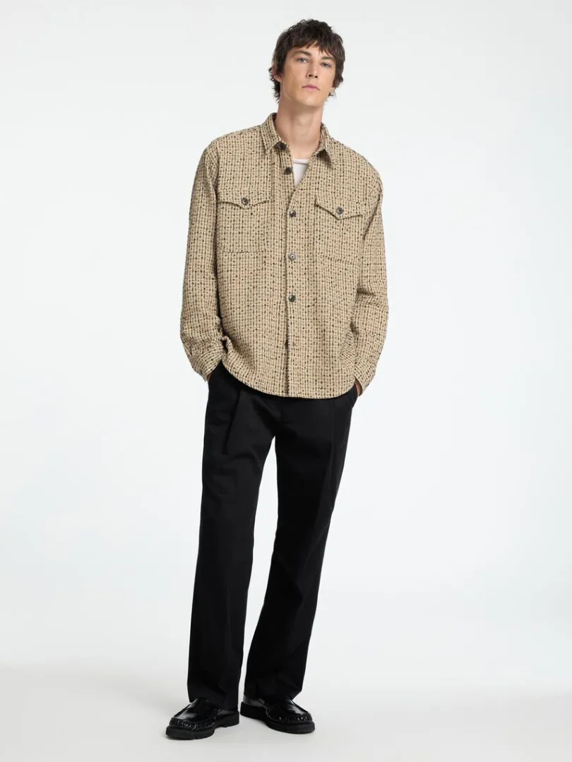 boxy_fit_boucle_overshirt_2.webp Overtøj | Skjorter>SELECTED BOXY FIT BOUCLE OVERSHIRT Brown
