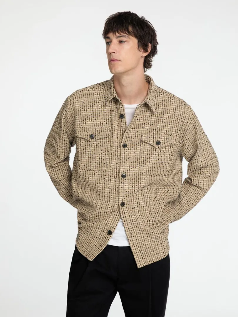 boxy_fit_boucle_overshirt_3.webp Overtøj | Skjorter>SELECTED BOXY FIT BOUCLE OVERSHIRT Brown