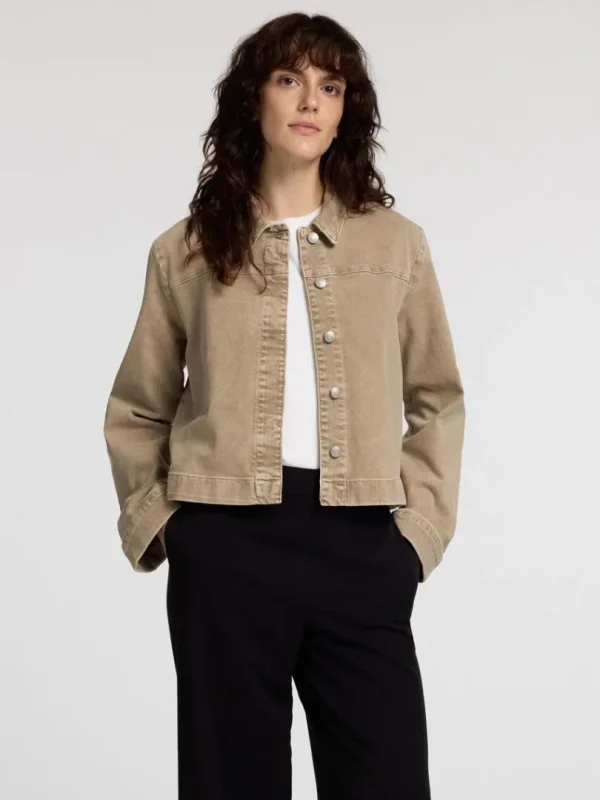 Overtøj>SELECTED BOXY FIT DENIMJAKKE Beige