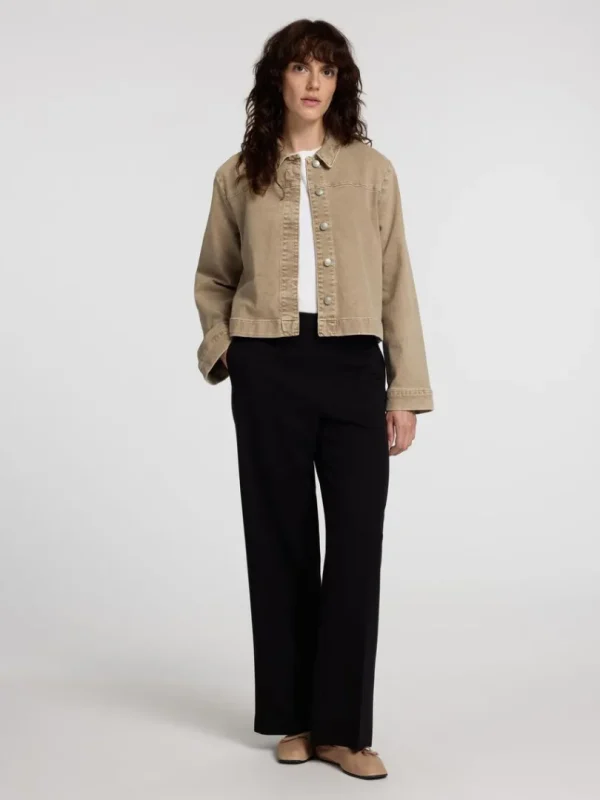 Overtøj>SELECTED BOXY FIT DENIMJAKKE Beige