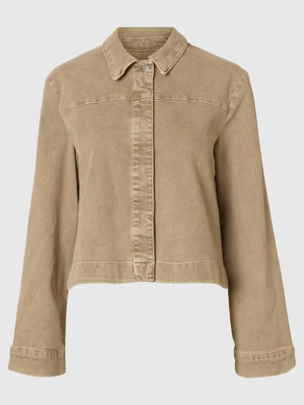 Overtøj>SELECTED BOXY FIT DENIMJAKKE Beige