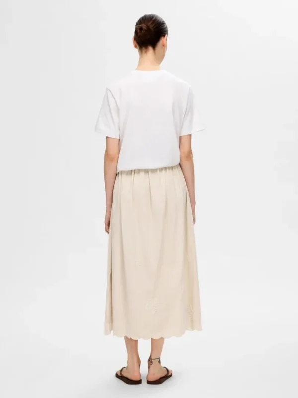 Nederdele>SELECTED BRODERET MAXINEDERDEL Beige