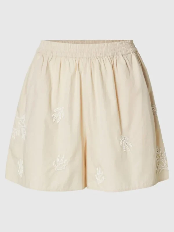 Shorts>SELECTED BRODERET SHORTS Beige