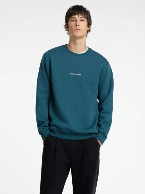 Hættetrøjer & Sweatshirts>SELECTED BRODERET SWEATSHIRT Blue