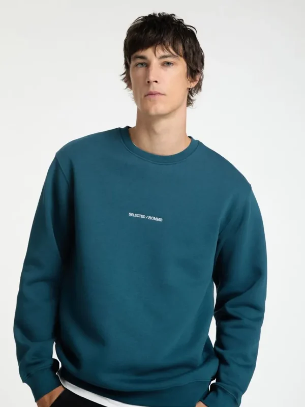 Hættetrøjer & Sweatshirts>SELECTED BRODERET SWEATSHIRT Blue