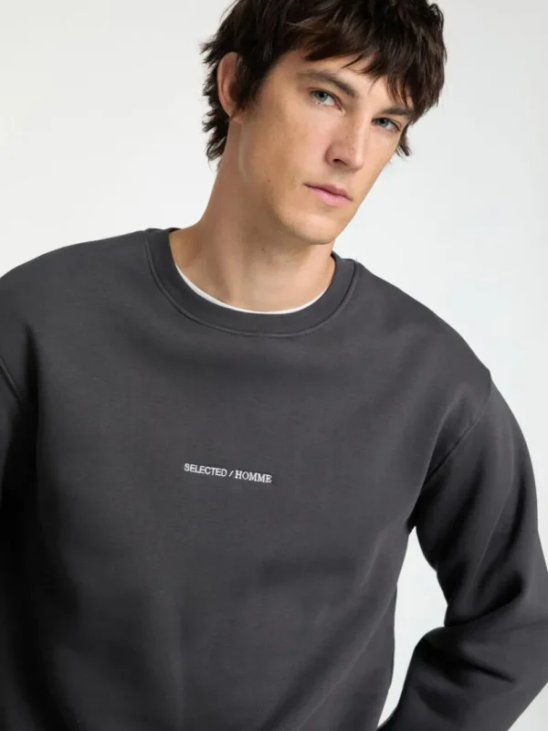Hættetrøjer & Sweatshirts>SELECTED BRODERET SWEATSHIRT Grey