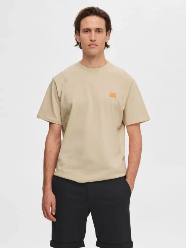 T-shirts>SELECTED BRODERET T-SHIRT Beige