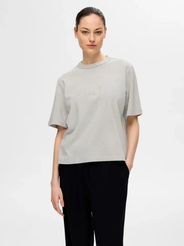 T-shirts>SELECTED BRODERET T-SHIRT Grey