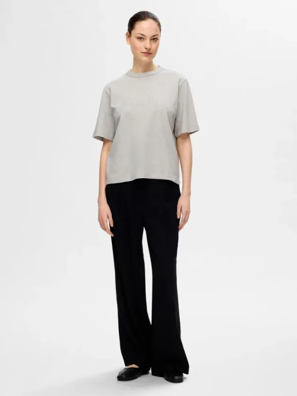 T-shirts>SELECTED BRODERET T-SHIRT Grey
