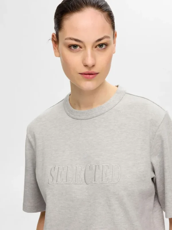 T-shirts>SELECTED BRODERET T-SHIRT Grey