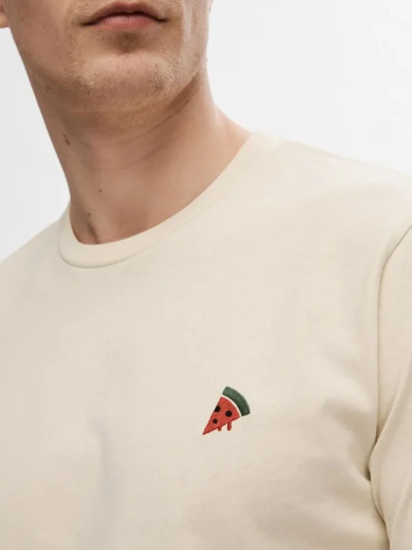 T-shirts>SELECTED BRODERET T-SHIRT Beige