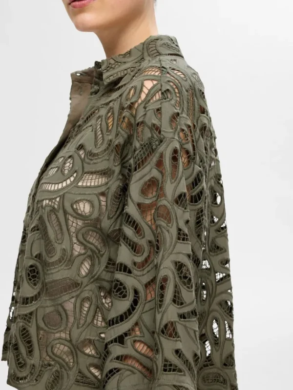 Skjorter>SELECTED BRODERIE ANGLAISE CROPPED SKJORTE Green