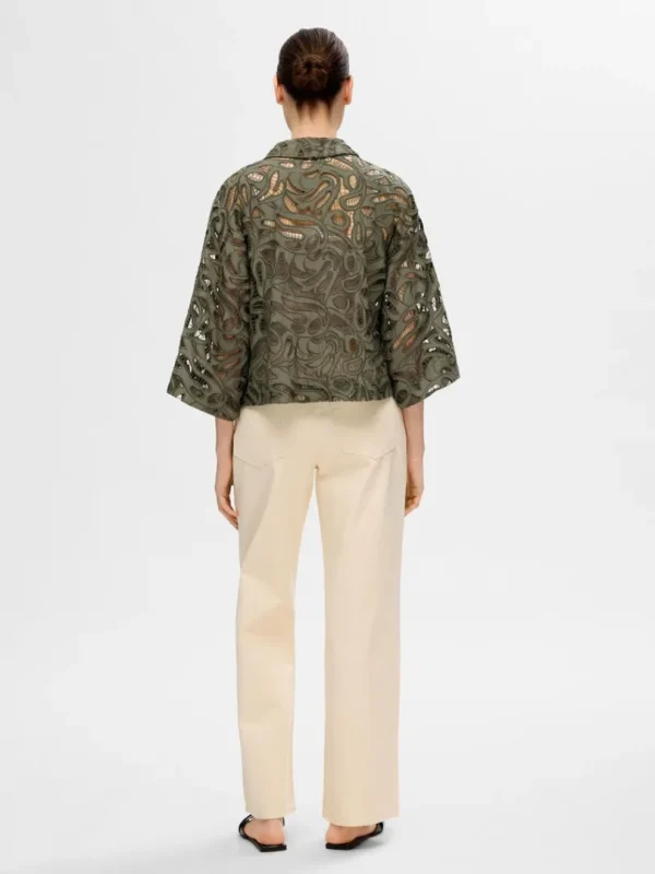 Skjorter>SELECTED BRODERIE ANGLAISE CROPPED SKJORTE Green