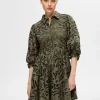 Kjoler>SELECTED BRODERIE ANGLAISE KORT KJOLE Green