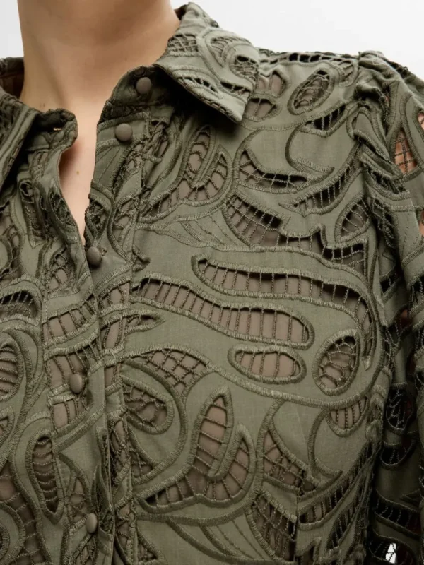 Kjoler>SELECTED BRODERIE ANGLAISE KORT KJOLE Green