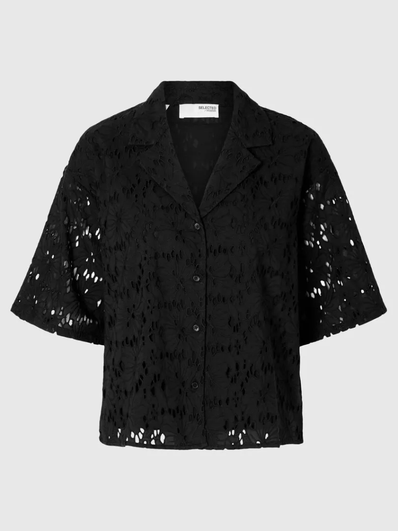 broderie_anglaise_kortrme_5-1.webp Skjorter>SELECTED BRODERIE ANGLAISE KORTÆRMET SKJORTE Black