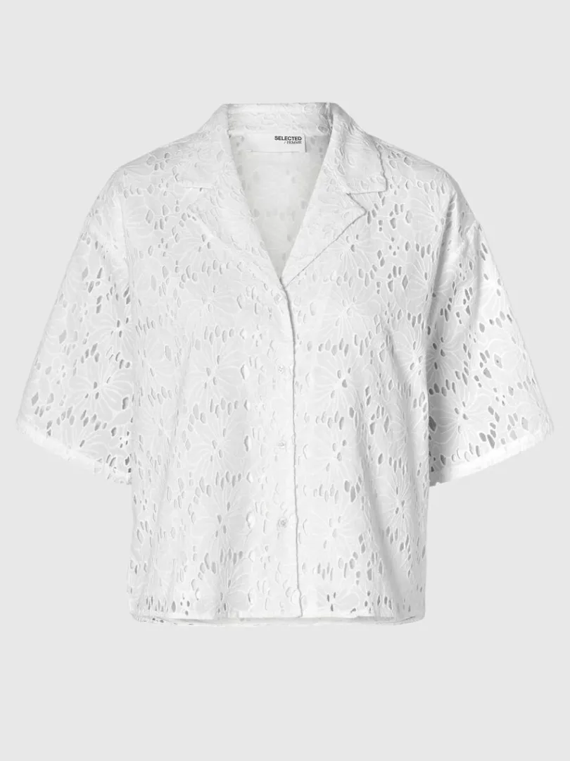 broderie_anglaise_kortrme_5.webp Skjorter>SELECTED BRODERIE ANGLAISE KORTÆRMET SKJORTE White