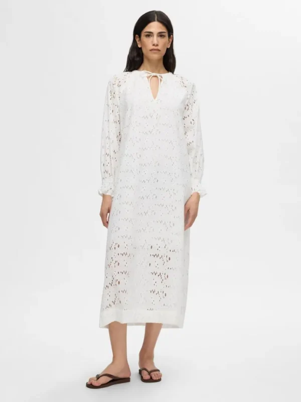 Kjoler>SELECTED BRODERIE ANGLAISE MAXIKJOLE White