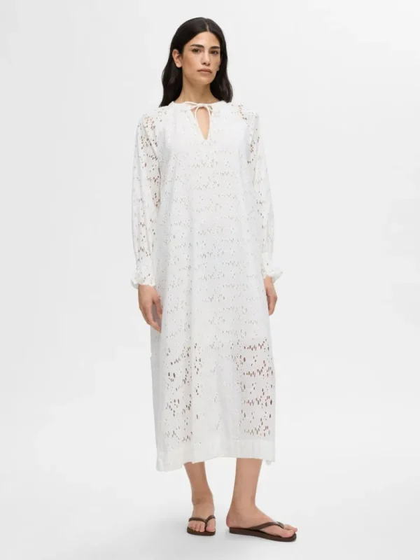 Kjoler>SELECTED BRODERIE ANGLAISE MAXIKJOLE White