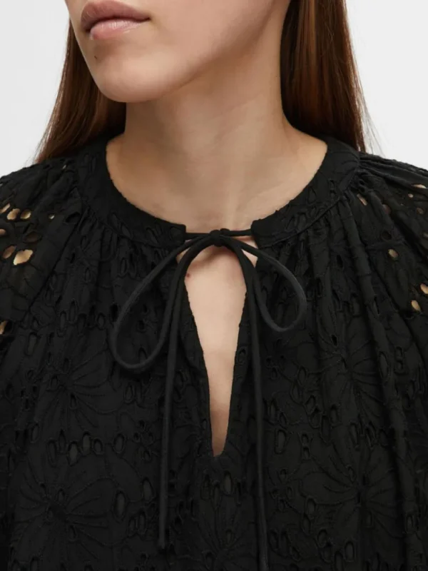 Kjoler>SELECTED BRODERIE ANGLAISE MAXIKJOLE Black