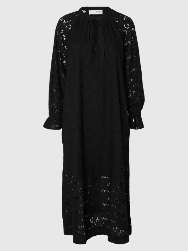 Kjoler>SELECTED BRODERIE ANGLAISE MAXIKJOLE Black