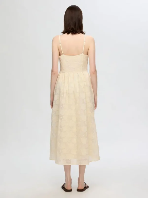 Kjoler>SELECTED BRODERIE ANGLAISE MIDIKJOLE Beige