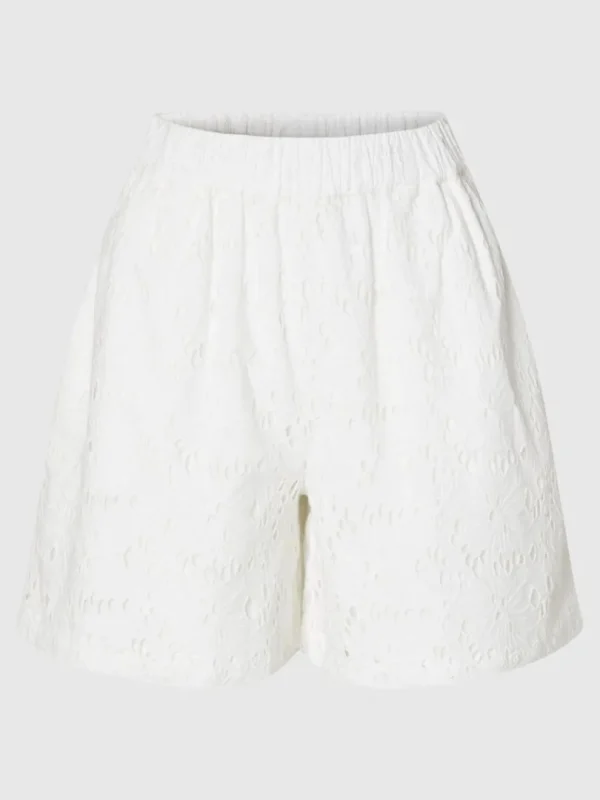 Shorts>SELECTED BRODERIE ANGLAISE SHORTS White