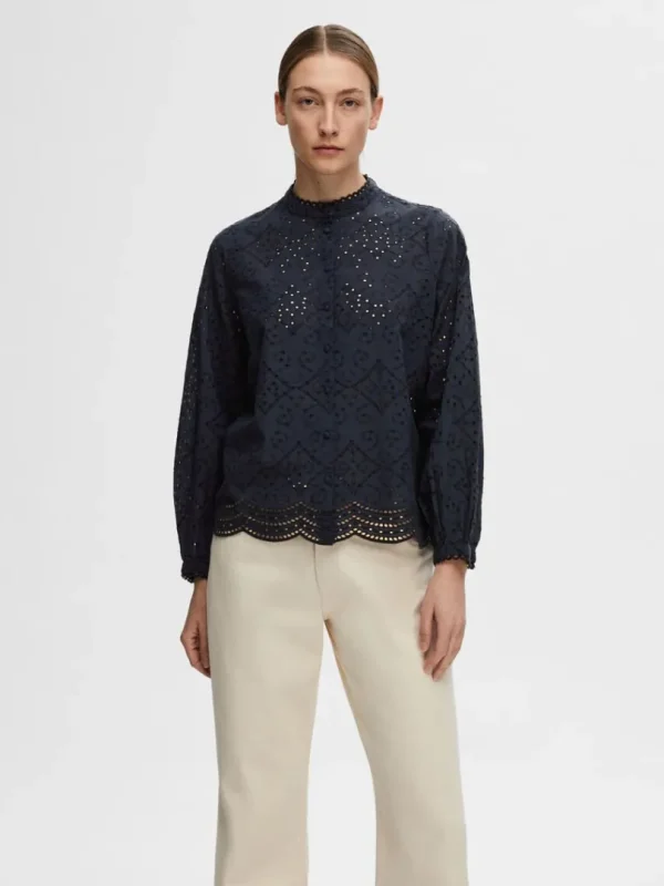 Skjorter>SELECTED BRODERIE ANGLAISE SKJORTE Blue