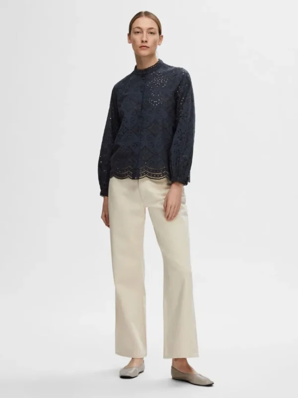 Skjorter>SELECTED BRODERIE ANGLAISE SKJORTE Blue
