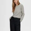 Strik>SELECTED 100% CASHMERE STRIKTRØJE Grey