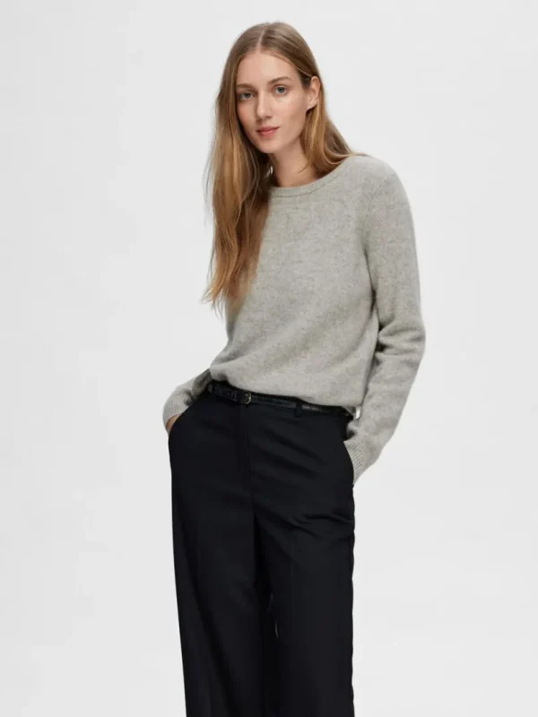 Strik>SELECTED 100% CASHMERE STRIKTRØJE Grey