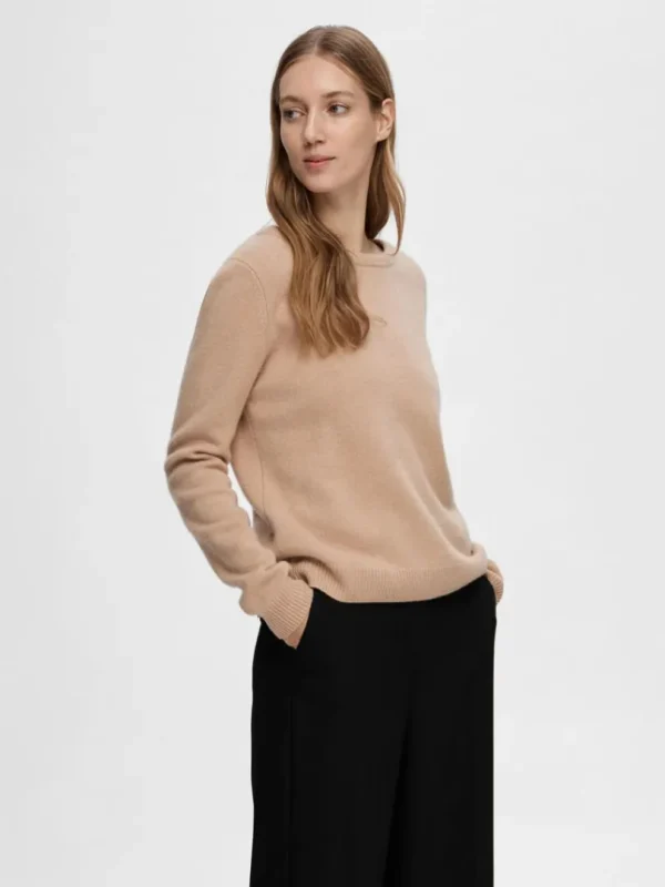 Strik>SELECTED 100% CASHMERE STRIKTRØJE Brown