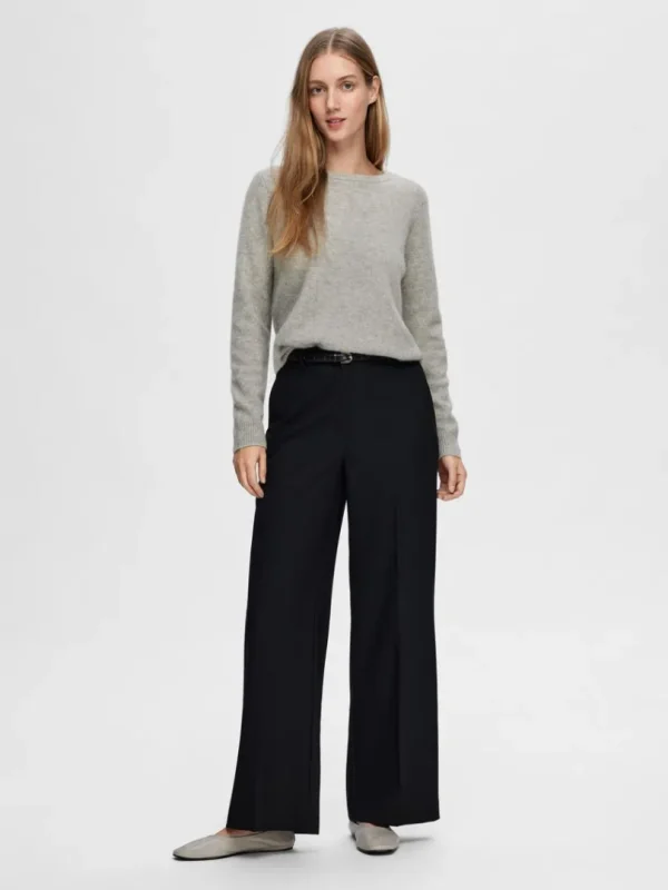 Strik>SELECTED 100% CASHMERE STRIKTRØJE Grey