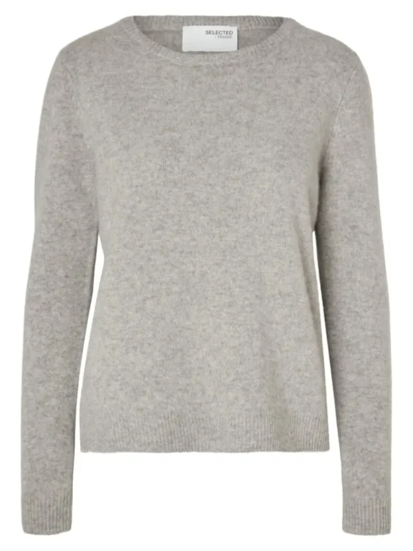 Strik>SELECTED 100% CASHMERE STRIKTRØJE Grey