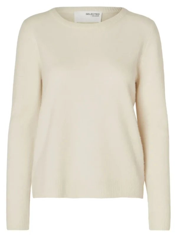 Strik>SELECTED 100% CASHMERE STRIKTRØJE Beige