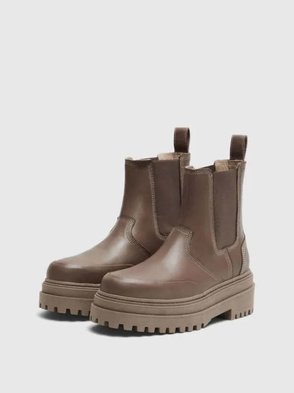 Sko>SELECTED CHUNKY LÆDER CHELSEA-STØVLER Brown