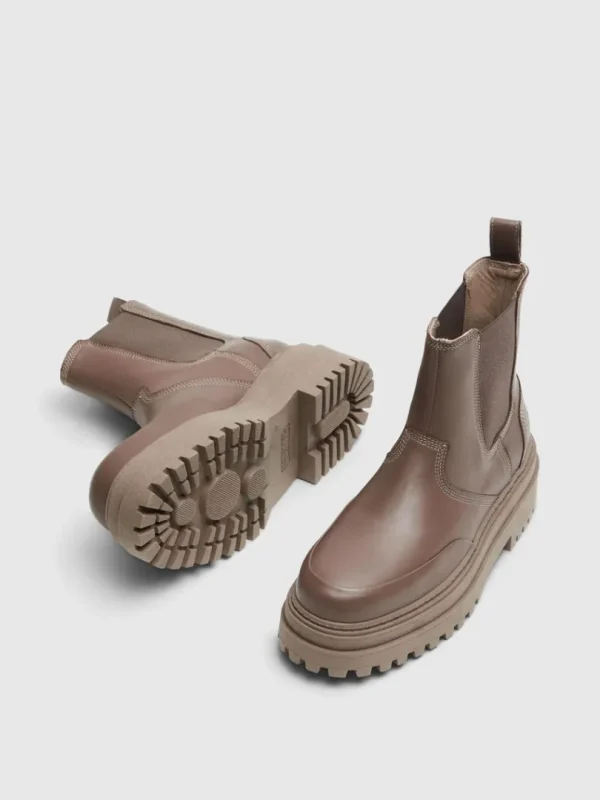 Sko>SELECTED CHUNKY LÆDER CHELSEA-STØVLER Brown