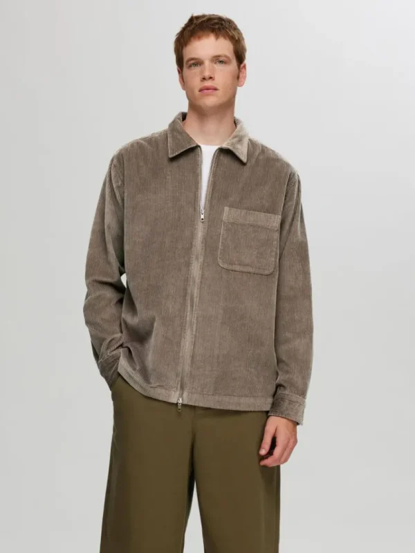 Overtøj | Skjorter>SELECTED CORDUROY OVERSHIRT Brown