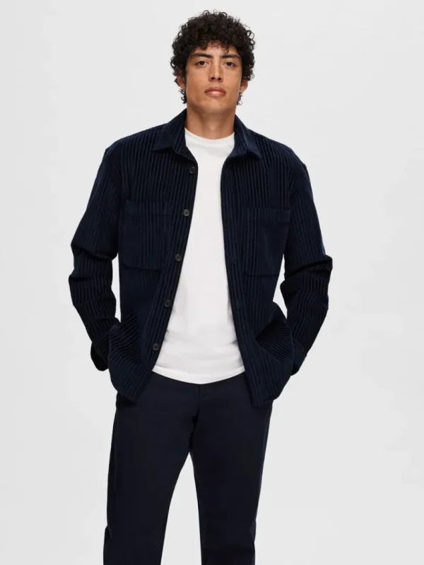 Overtøj | Skjorter>SELECTED CORDUROY OVERSHIRT Blue