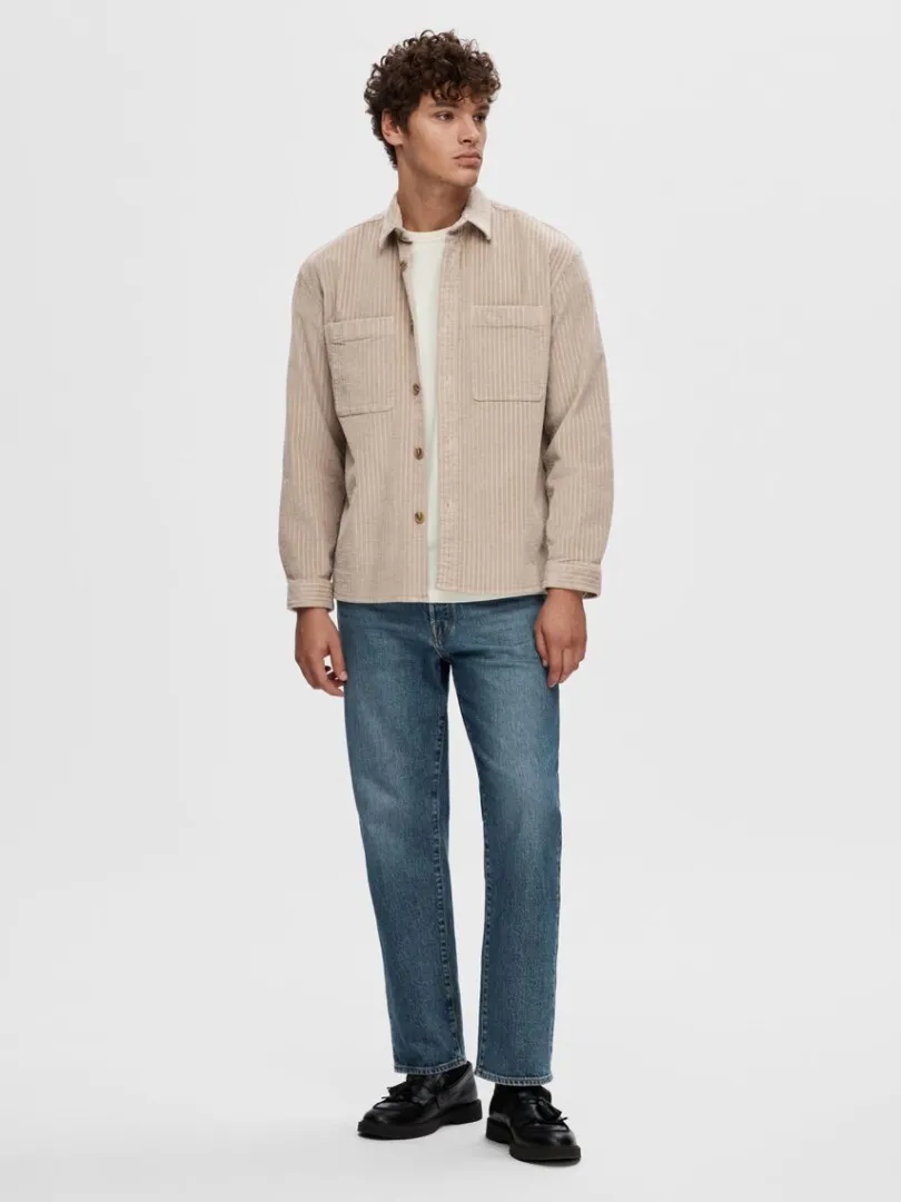 corduroy_overshirt_2-3.webp Overtøj | Skjorter>SELECTED CORDUROY OVERSHIRT Beige